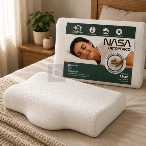 Travesseiro Nasa Ergonômico Cervical 53x11cm Ortopédico