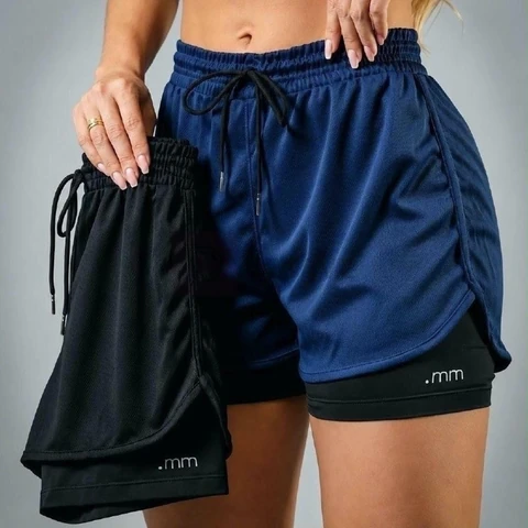 Kit 2 Short Duplo Compressão Fitness Bermuda Treino Feminino