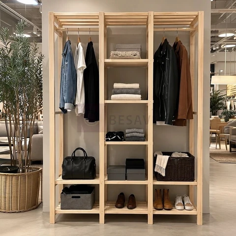 Closet Aberto Guarda Roupas Arara Cabideiro Com Prateleiras