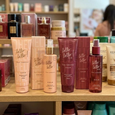 Kit Ciclo com Hidratante Corporal e Body Splash Hello Hello e Muse 4 Peças