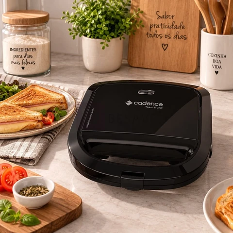 Sanduicheira Elétrica Cadence Toast & Grill, Preta, 750W, 110V, SAN260