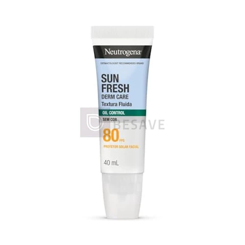 Neutrogena Sun Fresh Derm Care Oil Control Fluido, Sem Cor, FPS 80, 40mL