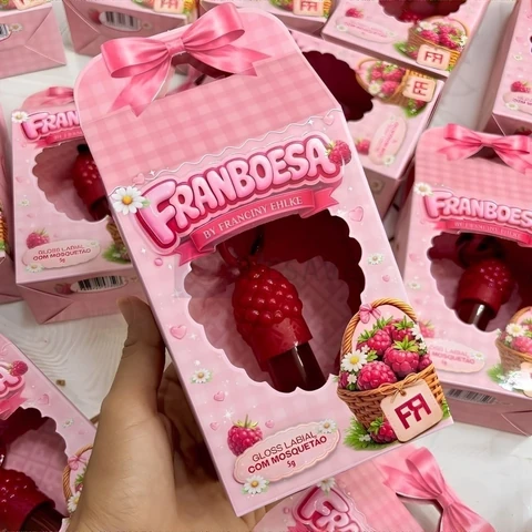 Gloss Labial Franboesa Lip Gloss Brilho Hidratante Efeito Luminoso Maquiagem Para Lábios