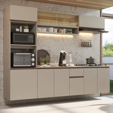 Armário de Cozinha Completa 260 cm Suspenso Crema Nice Madesa 14