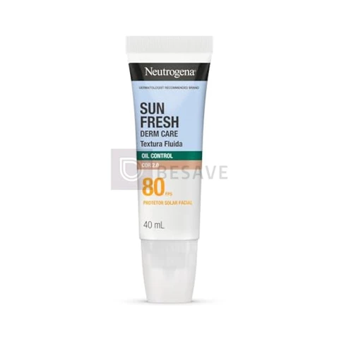 Neutrogena Sun Fresh Derm Care Oil Control Fluido, Cor 2.0, FPS 80, 40mL