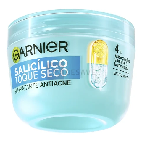 Hidratante Facial Antiacne Toque Seco com Ácido Salicílico, Uniformiza a Pele, Reduz Imperfeições e Controla a Oleosidade por 8 Horas, Garnier, 85g