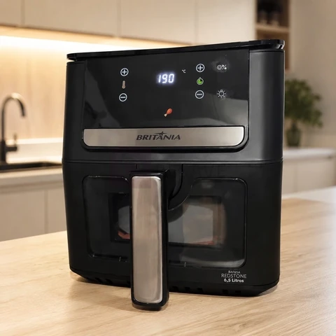 S429049631 Air Fryer Britânia 6,5L 1700W 8 Funções Painel Digital Redstone BAF65A