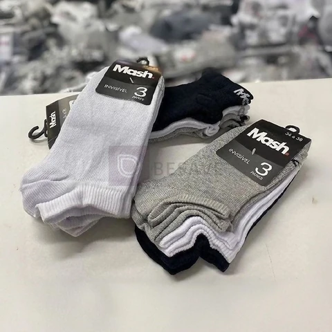 Kit 10 Pares Meia Invisível Soquete Algodão Confortável Mash