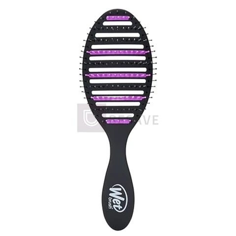 Wet Brush Escova de cabelo preta desembaraçadora Refresh and Extend Speed Dry – Design ventilado e cerdas HeatFlex ultra macias são seguras para secar no secador – Remove o excesso de sujeira de óleos