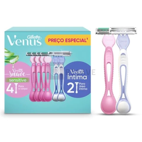 Kit Aparelho de Depilação Gillette Venus Suave 4Un + Venus Íntima 2Un