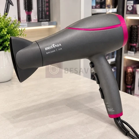Secador De Cabelos Britânia BSC2200 Bivolt 2100w Com Tecnologia Tourmaline Íons - 2 velocidades + 3 temperaturas + jato de ar frio
