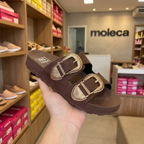 Chinelo Moleca Papete Birken Moda Camurça Flex Fivela Luxo