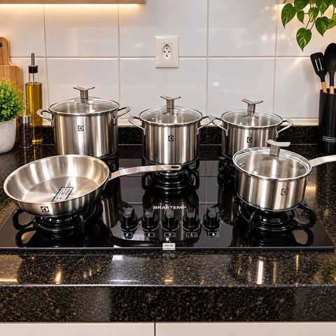 Jogo De Panelas Inox Com Fundo Triplo 5 Peças Electrolux