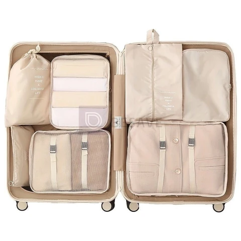 Kit Conjunto 7 Peças Organizador De Viagens Organizadoras Para Malas Bolsa