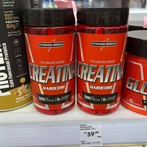 Creatina Hardcore 100% Pura 120 Capsulas Energia e Força - Integralmedica