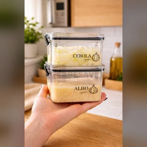 Potes Multiuso Herméticos Geladeira 460ml/950ml - Porta Mantimentos, Porta Alho, Porta Cebola e muito mais