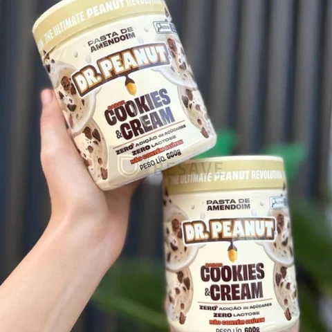 Pasta de Amendoim Dr. Peanut sabor Cookies & Cream de 600g