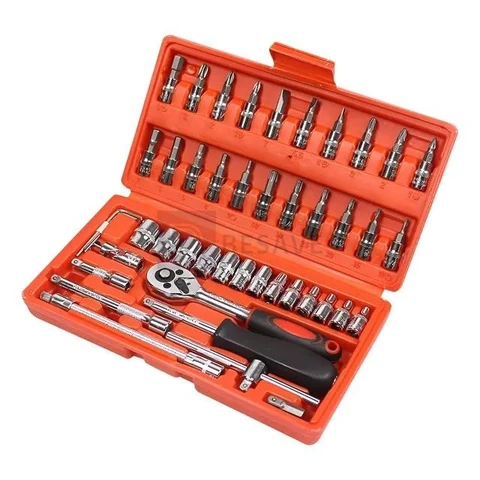 Kit 46 Chave Catraca Jogo De Soquetes Allen Torx Ferramentas
