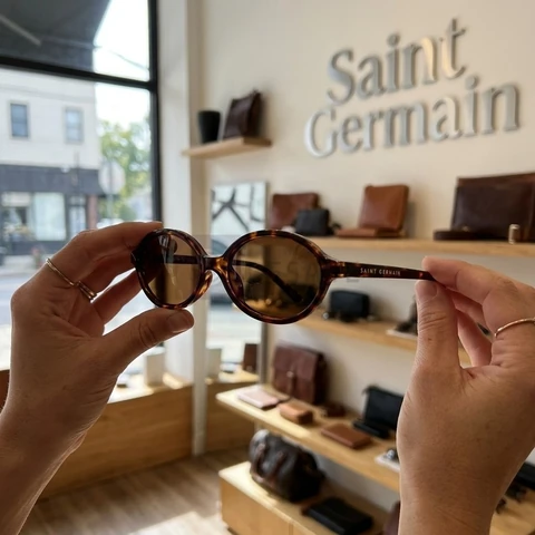 Óculos de Sol Saint Germain Siena Oval Tartaruga para Mulher com Lente Marrom e Proteção UV400