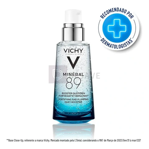 Sérum Facial Hidratante com Ácido Hialurônico e Minerais, Fortalece e Hidrata a Pele Textura Gel Absorção Rápida, Minéral 89 Vichy 50ml