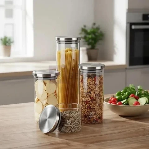 Electrolux Kit 4 Potes Herméticos De Vidro E Tampa Inox Com Vedação, Porta Mantimentos E Alimentos Transparente