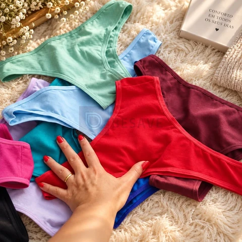 Kit 10 Calcinhas Conforto De Algodão Tanga Super Confortável