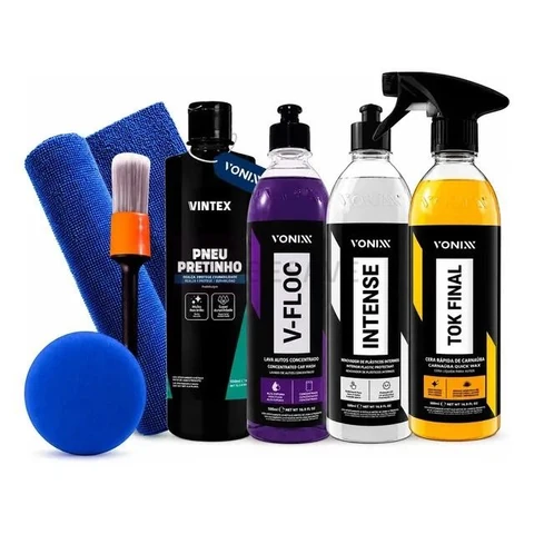 Kit Lavagem Automotiva Vonixx V-Floc Cera Intense Pretinho 500ml