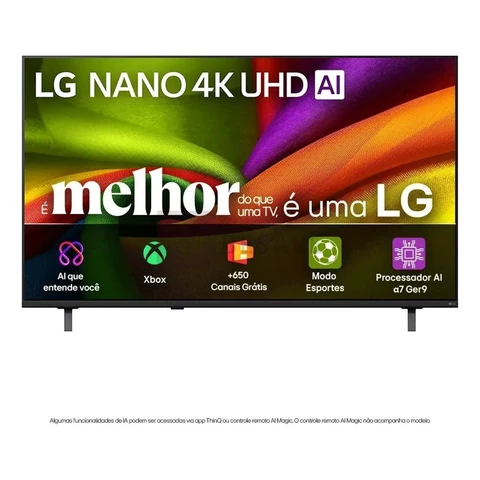 Smart TV 4K 50" LG NANO UHD AI NU850 2026 Processador α7 Ger9 HDR10 Xbox Bluetooth Wi-Fi AI Search Google Gemini webOS 26 - 50NU850BPSA