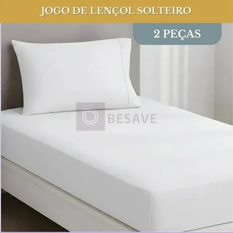 Jogo De Lençol Cama Solteiro 02 Peças 400 Fios Ponto Palito Hotel Pousada Luxo Cor Branco