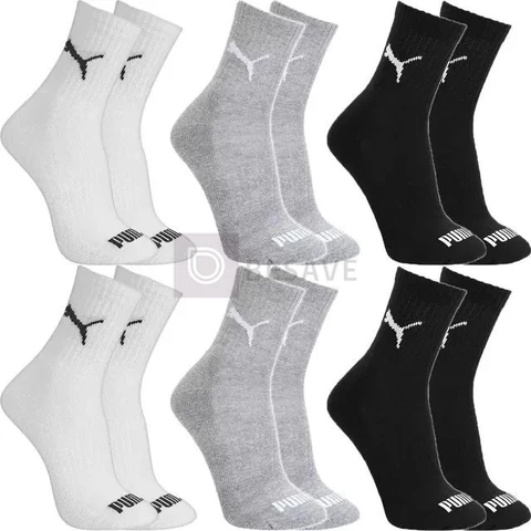 Kit 6 Pares Meias Puma Cano Médio Alto Atoalhada Original