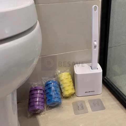 BRILHO NOVO Escova Sanitária com Cabeça Substituível e Refis Descartáveis | Base + 6, 12, 18, 24 ou 36 Refis