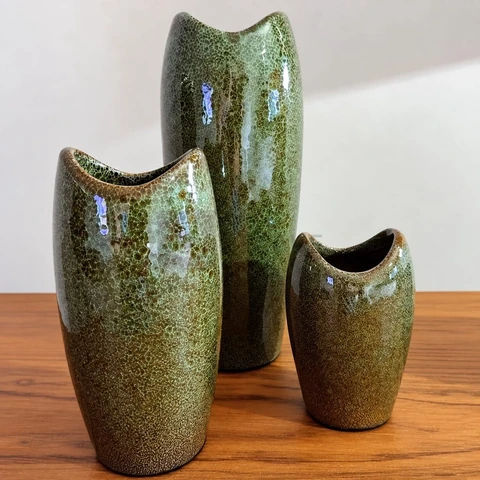 Trio De Vasos Decorativos De Cerâmica Premium Moderno Luxo Decoração Sala Jardim Varanda