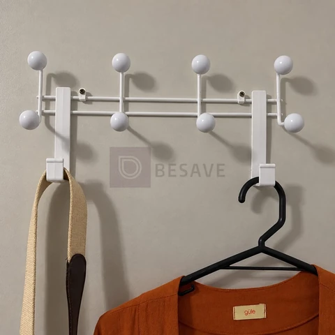 Organizador Para Porta e Parede com 8 Ganchos Facility Branco