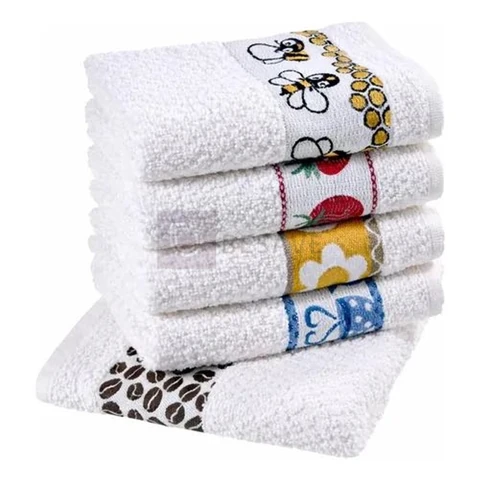 Pano de Prato Atoalhado Atacado Laune Gourmet Kit com 5 peças cor Branco Desenho Sortidos Laune Haus