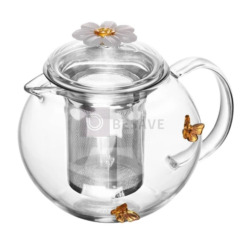 Chaleira com Difusor 600ml Vidro Borossilicato Sun Garden Wolff para Chá Infusões Servir Bebidas Quentes Mesa Posta Casa