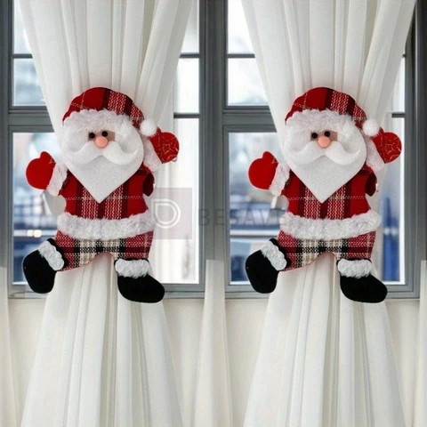 Clipes de Cortina com Tema de Natal, Clipes de Cortina do Papai Noel, Decorações de Férias, Clipes de Cortina de Rena, C