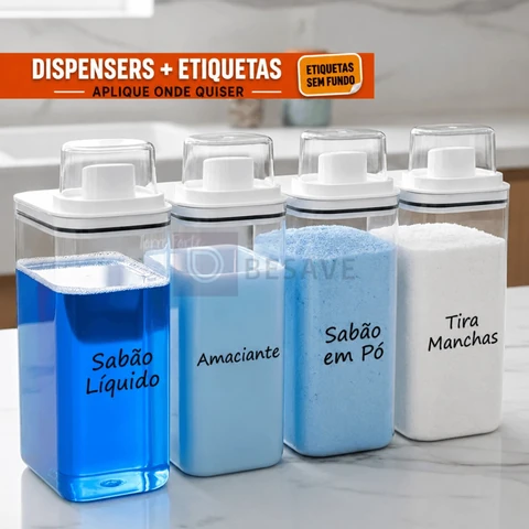 Organizador Lavanderia Dispensers 2,3L 1,5L Porta Sabão em Pó Líquido Amaciante Kit/Indv