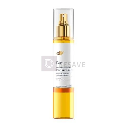 Óleo Sérum Corporal Para Pele com Marcas Escurecidas Dove Tom Uniforme com Vitamina E e Óleo de Rosa Mosqueta, 24h de Hidratação 150mL