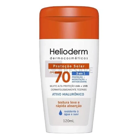 Protetor Solar Corporal Helioderm FPS 70 Ativo Hialurônico 120ml