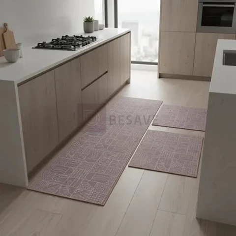 Tapetes Cozinha Antiderrapante Geométrico - Jogo 3 Peças