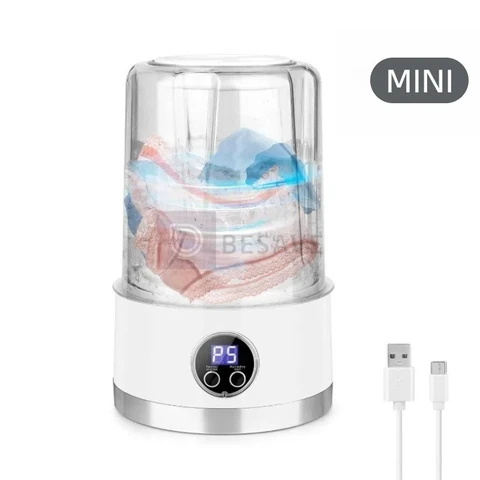 Mini Máquina de Lavar Portátil 1000ml – Lavadora Compacta USB para Roupas Íntimas, Meias e calcinha