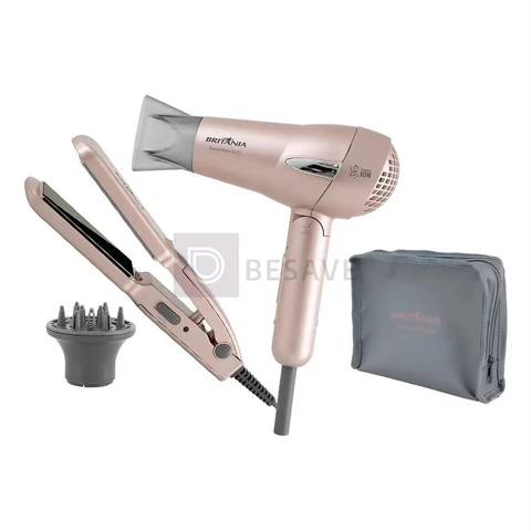 Kit Britânia Travel Rose Gold Secador + Prancha E Difusor