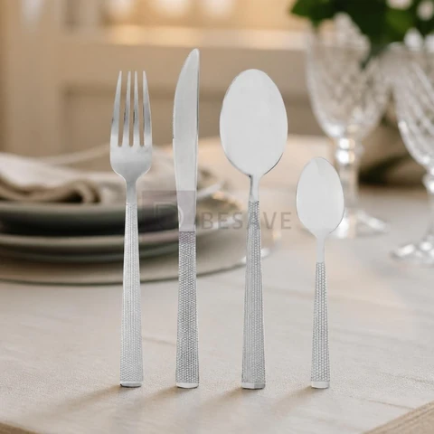 Faqueiro 16 Peças Aço Inox Santorini Lyor Prata Jogo de Talheres Completo para 4 Pessoas Mesa Posta Sobremesa Resistente