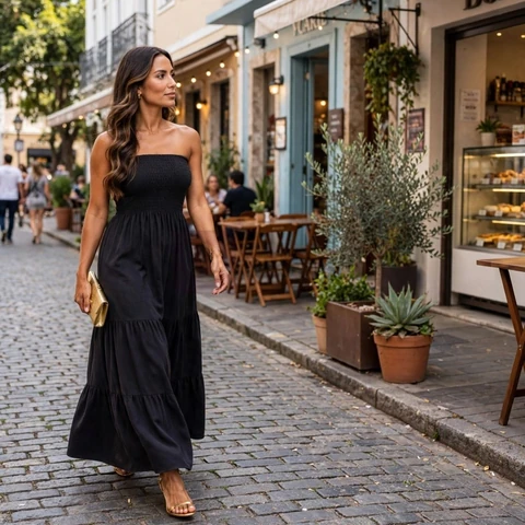 VESTIDO TOMARA QUE CAIA COM LASTEX LONGO SAIA TRES MARIA