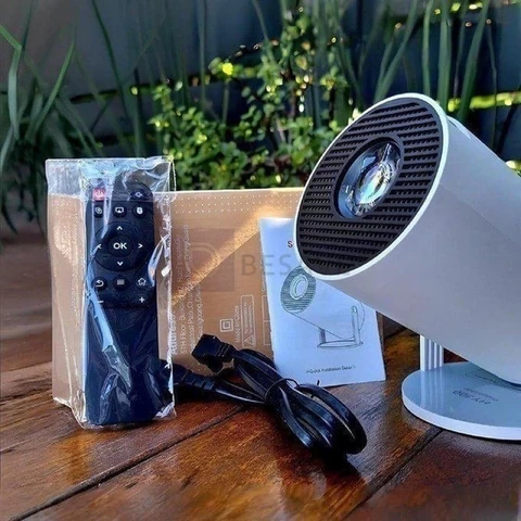 Mini Projeto Hy300 Smart Portátil Full Hd 4k Android 11 Wi-fi Bluetooth Mini Projetor Home Theater Cinema Em Casa TV Imagem Nítida Som Potente Compatível Com Diversos Dispositivos Branco VLX