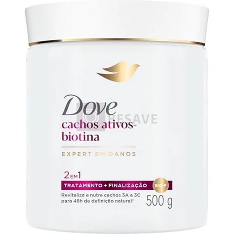 Dove Máscara Capilar 2 em 1 Cachos Ativos + Biotina 500g