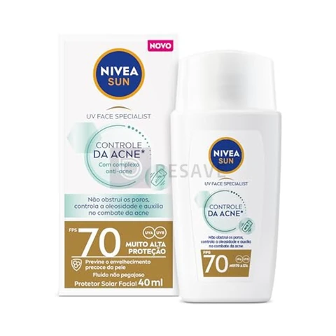 NIVEA SUN Protetor Solar Facial Fluido UV Face Specialist Controle da Acne FPS 70 40ml, Muito Alta Proteção UVA/UVB, Reduz Oleosidade, Pele Oleosa