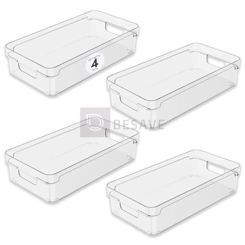 Ou Kit 4 Organizadores de Armário 2,8L Transparente Linha Clear