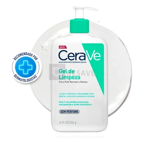 Gel de Limpeza Facial Pele Oleosa 3 Ceramidas e Niacinamida CeraVe 454g