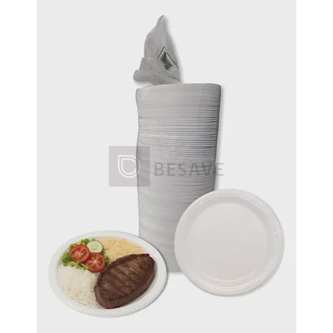 Prato Festa Isopor Refeição Descartável 23cm 200 Unidades Branco